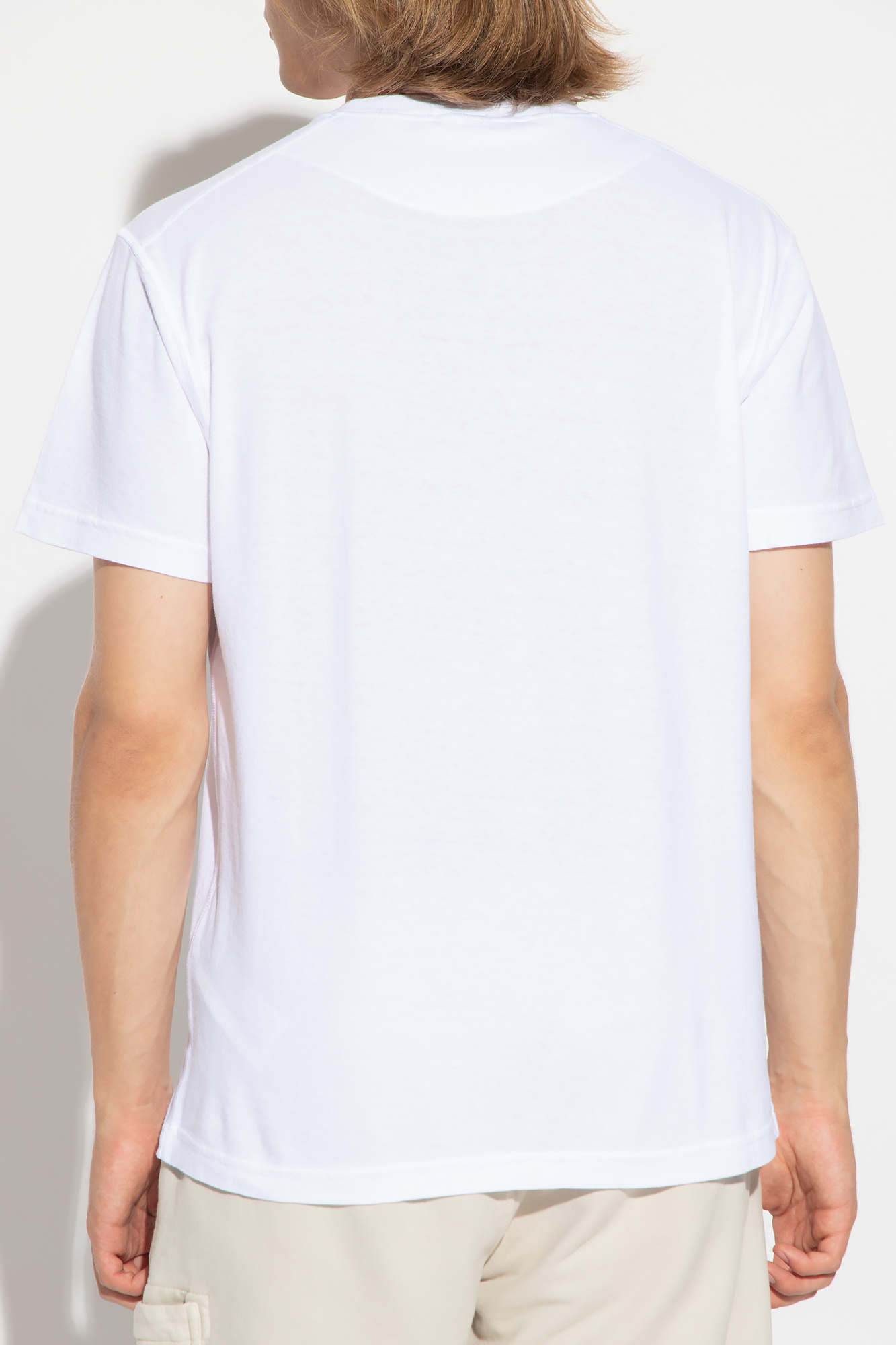 Tシャツ・カットソー STONE  Logo Patch Slim Fit Short Sleeve T-Shirt White Stone Island - Logo cotton t-shirt White - The Corner